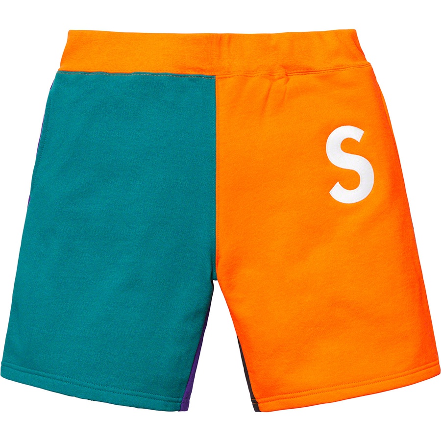 Supreme S Logo Colorblocked Sweatshort (SS19) - Orange - $128