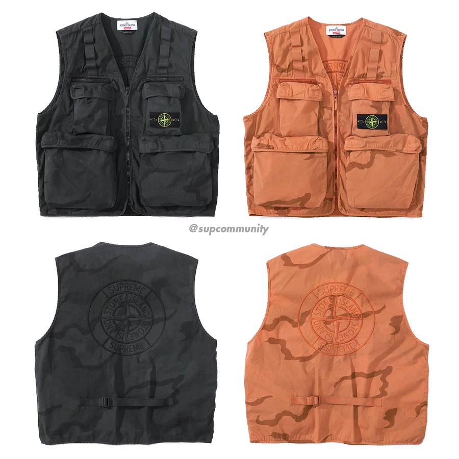 Supreme Supreme Stone Island Camo Cargo Vest releasing on Week 3 for spring summer 2019