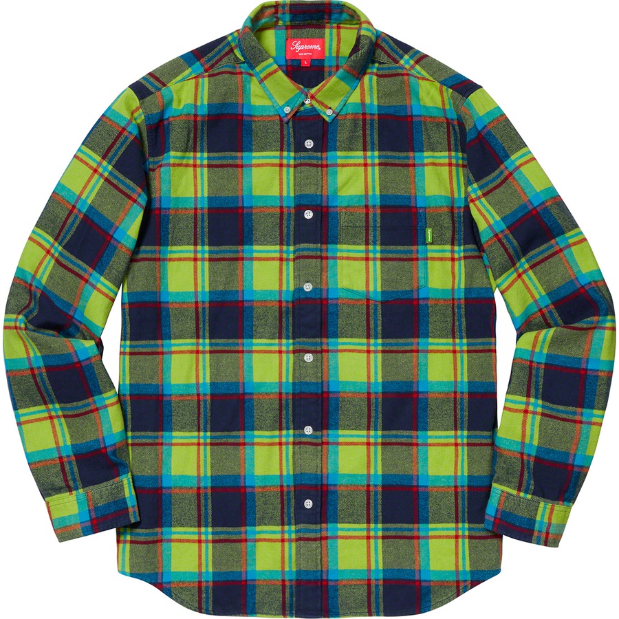 Supreme Plaid Flannel Shirt (SS19) - Lime - $118