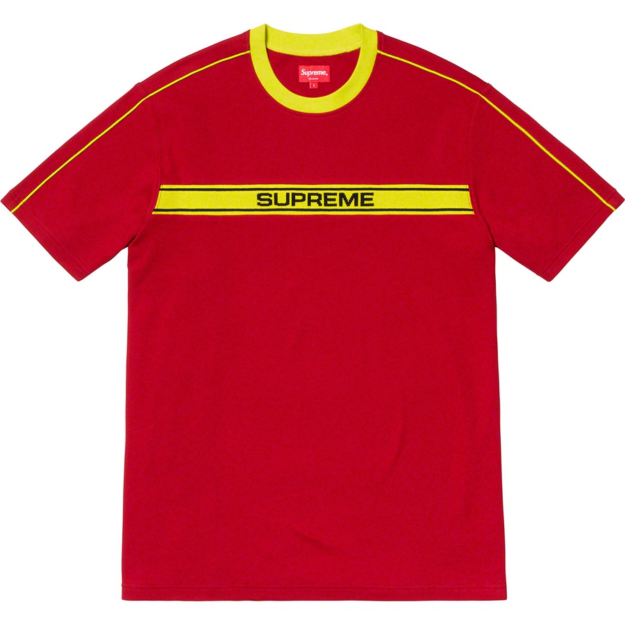 Supreme Chest Stripe Logo S S Top (SS19) - Dark Red - $88