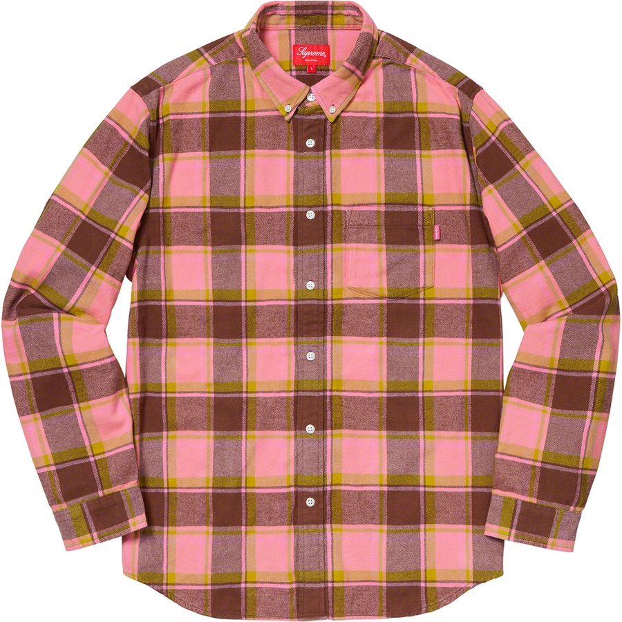 Supreme Plaid Flannel Shirt (SS19) - Dusty Pink - $118