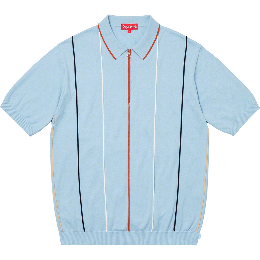 Supreme Pinstripe Half Zip Polo (SS19) - Light Blue - $128