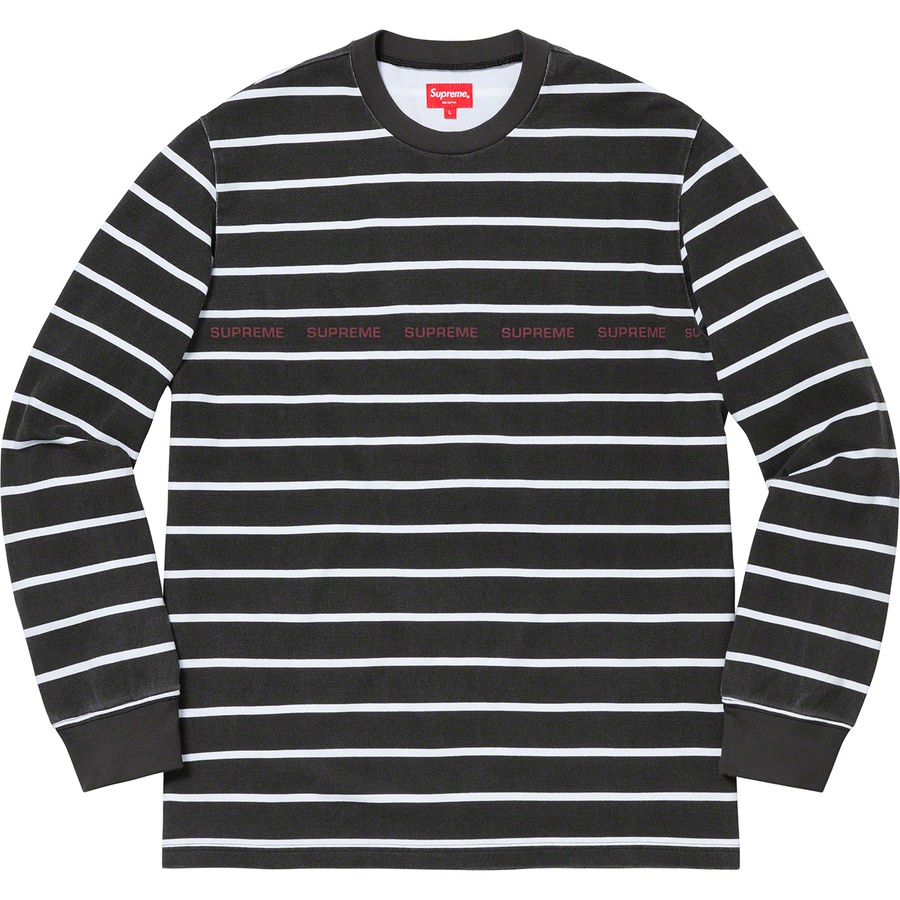 Supreme Printed Stripe Pique L S Top (SS19) - Black - $98