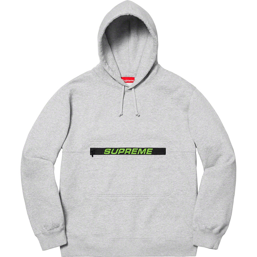 Supreme Zip Pouch Hooded Sweatshirt (SS19) - Heather Grey - $148