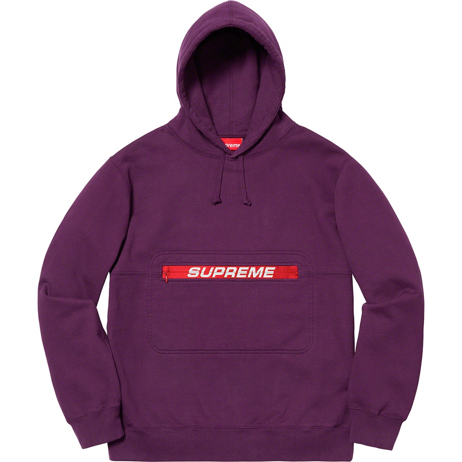 Supreme Zip Pouch Hooded Sweatshirt (SS19) - Eggplant - $148