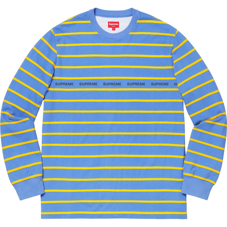 Supreme Printed Stripe Pique L S Top (SS19) - Blue - $98