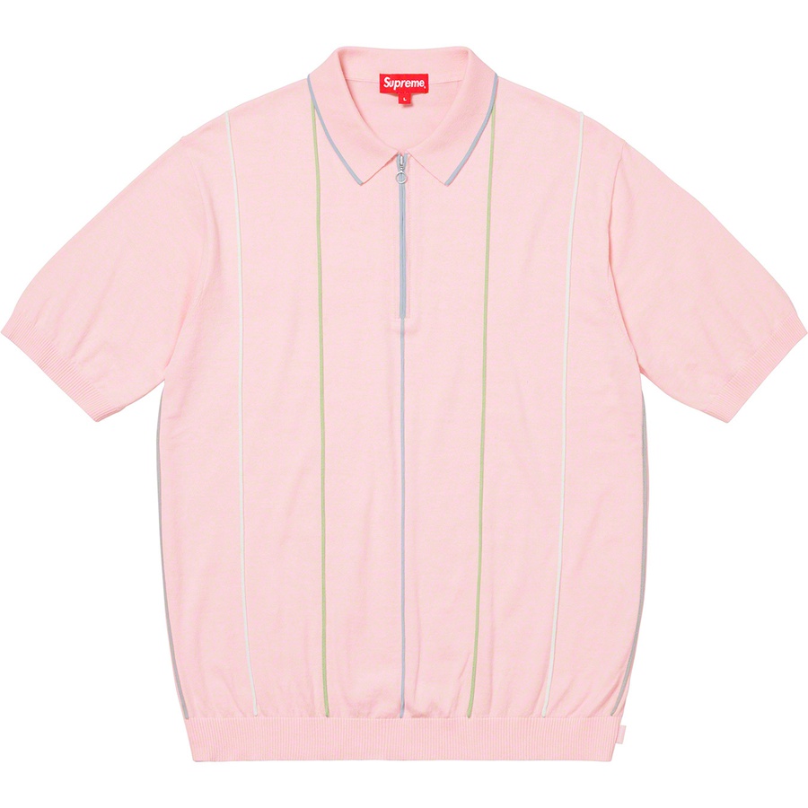 Supreme Pinstripe Half Zip Polo (SS19) - Pale Pink - $128