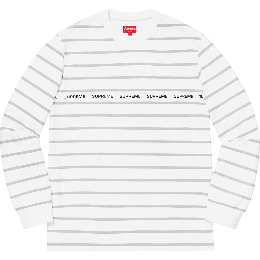 Supreme Printed Stripe Pique L S Top (SS19) - White - $98