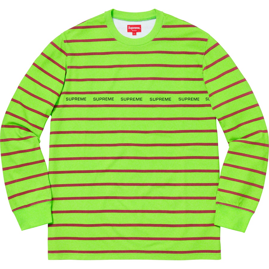Supreme Printed Stripe Pique L S Top (SS19) - Lime - $98