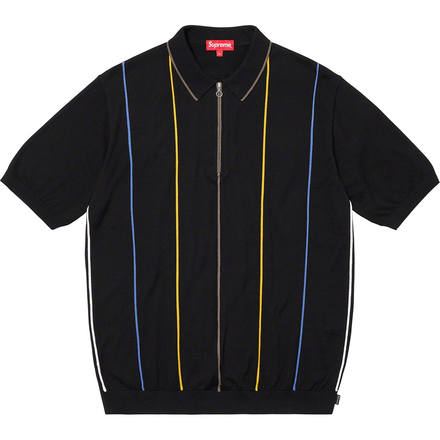 Supreme Pinstripe Half Zip Polo (SS19) - Black - $128