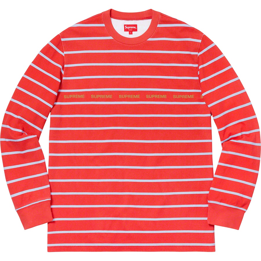 Supreme Printed Stripe Pique L S Top (SS19) - Red - $98