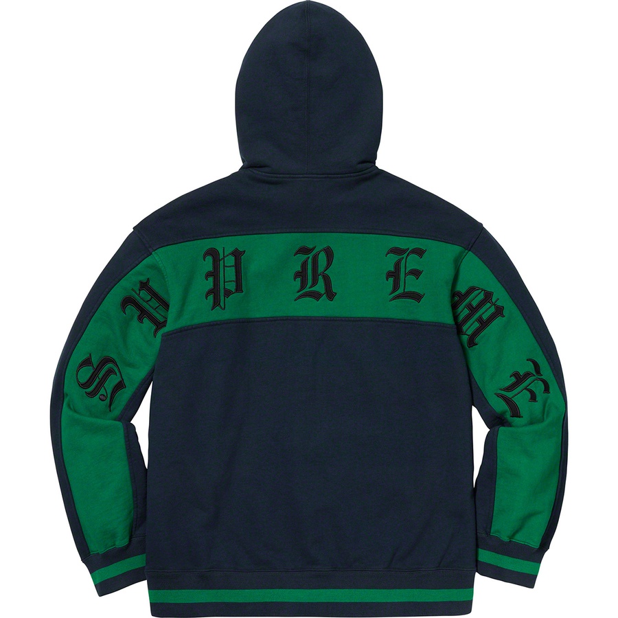Supreme Old English Stripe Zip Up Sweatshirt (SS19) - Navy - $158