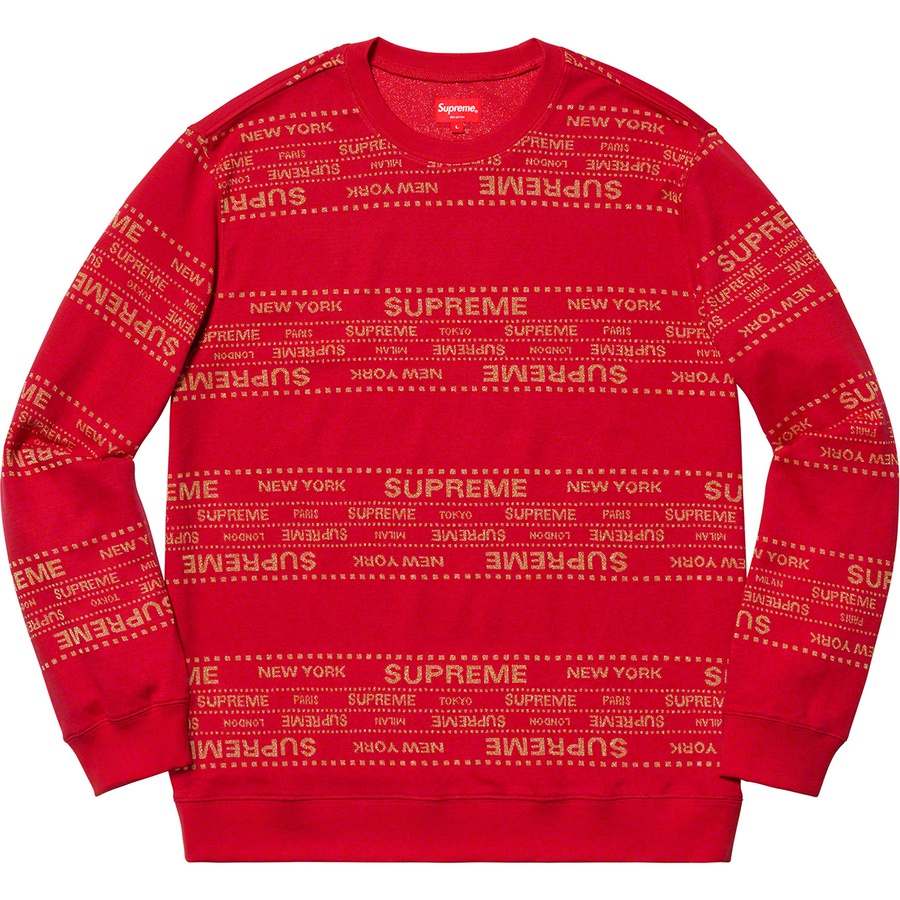 Supreme Metallic Jacquard Crewneck (SS19) - Red - $118