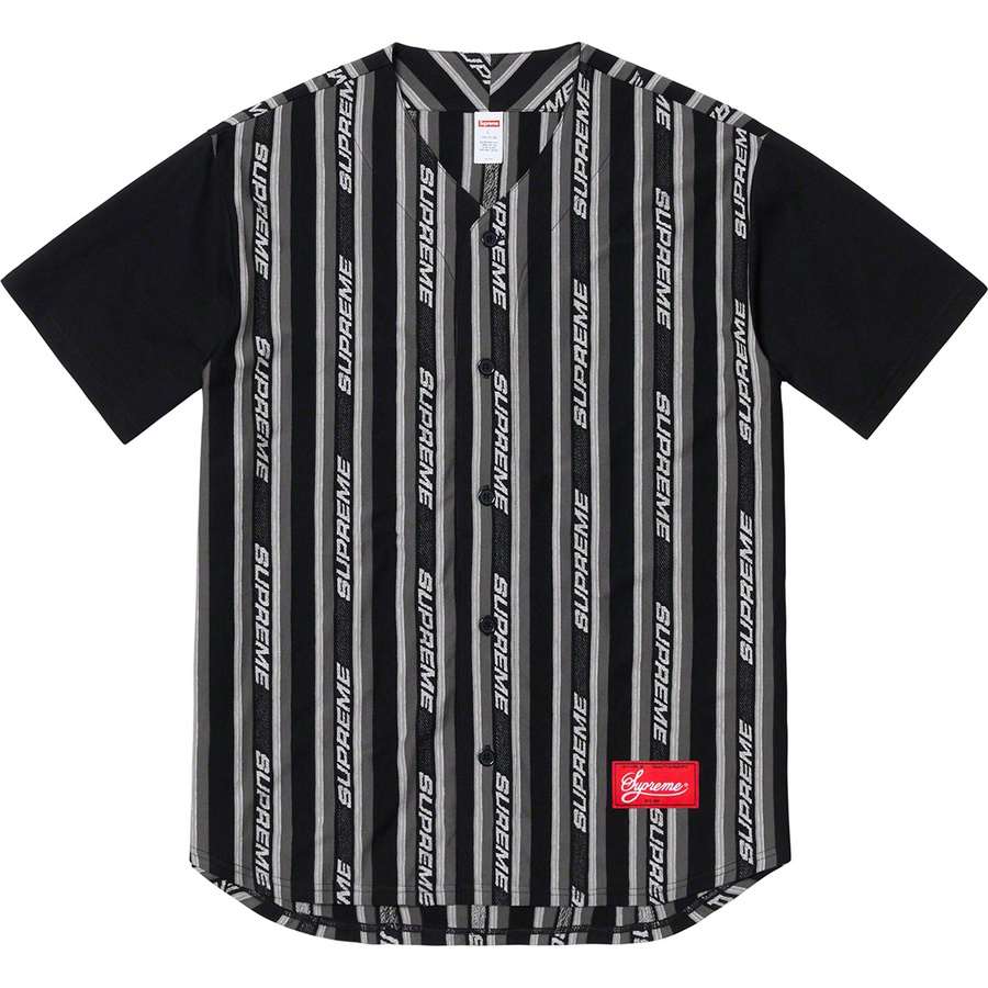 Supreme Jacquard Logo Baseball Jersey (SS19) - Black - $118