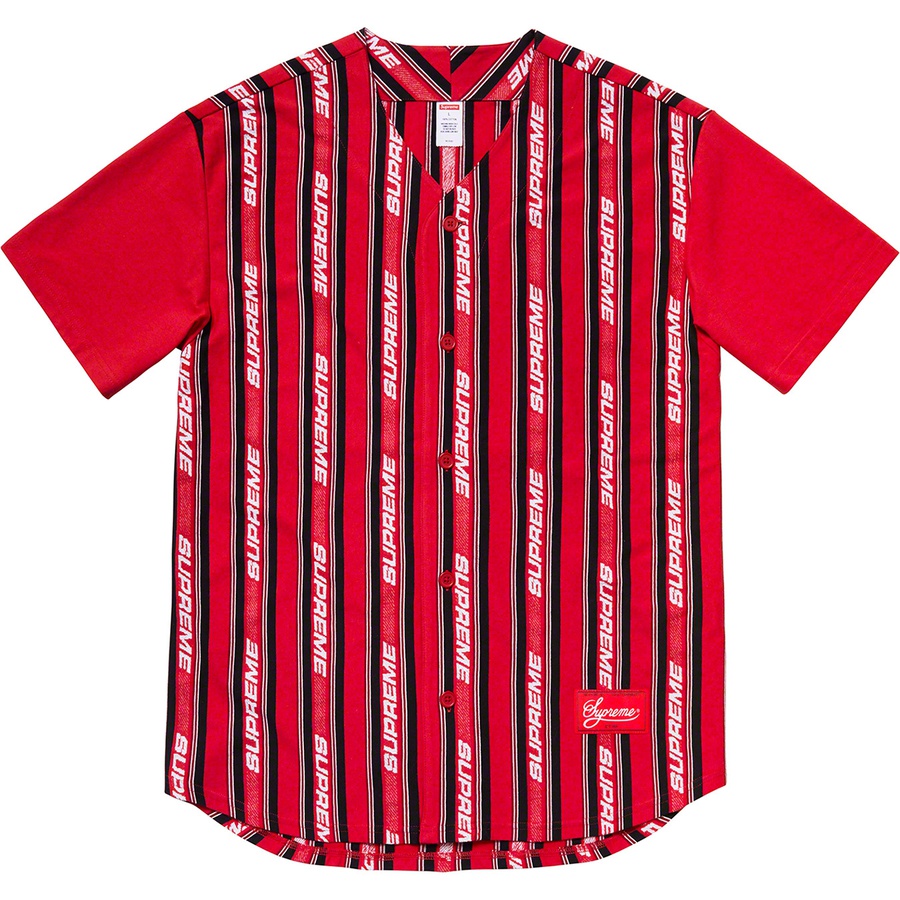 Supreme Jacquard Logo Baseball Jersey (SS19) - Red - $118