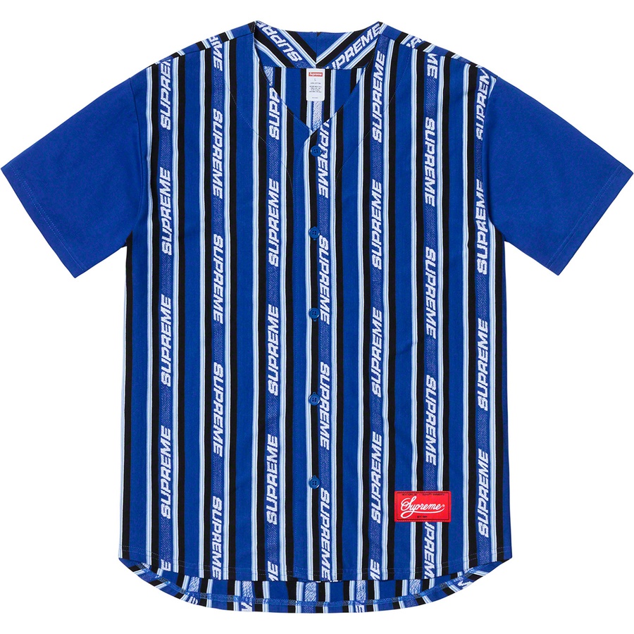 Supreme Jacquard Logo Baseball Jersey (SS19) - Royal - $118
