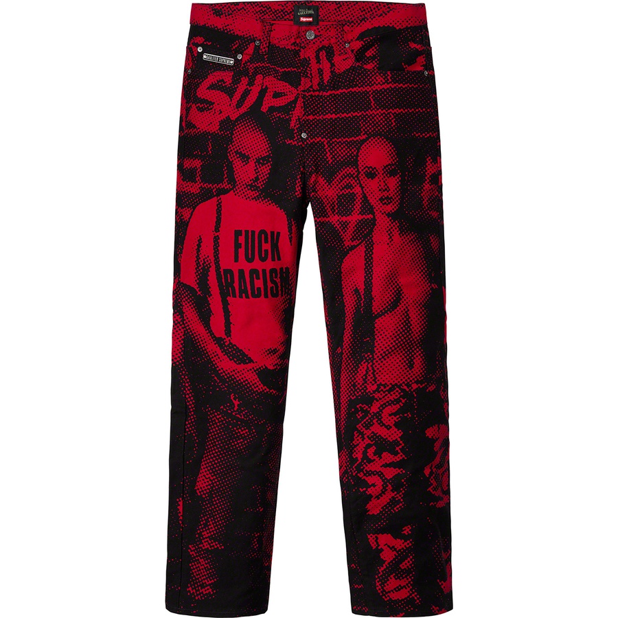 Supreme Supreme Jean Paul Gaultier Fuck Racism Jean (SS19) - Red - $178