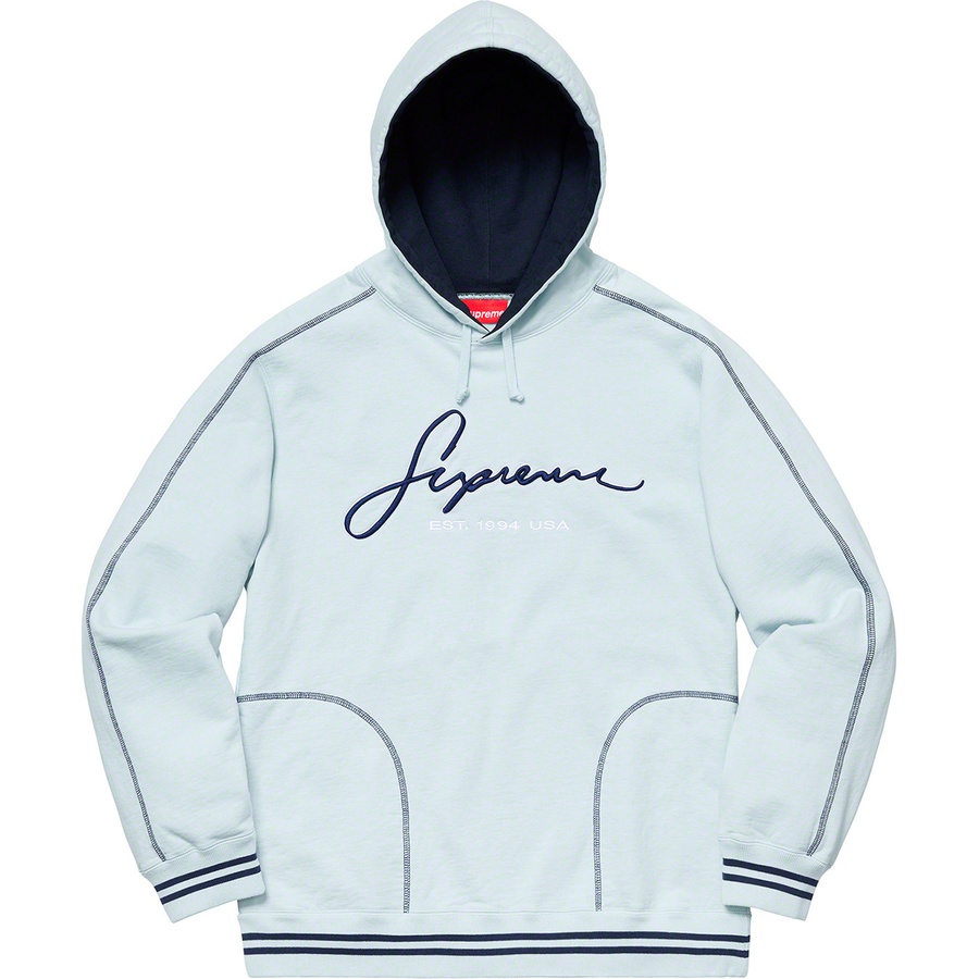 Supreme Contrast Embroidered Hooded Sweatshirt (SS19) - Ice - $158