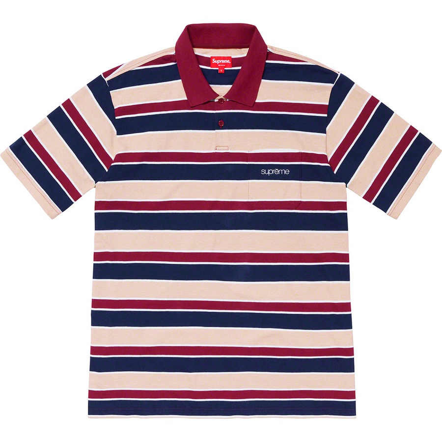 Supreme Classic Logo Stripe Polo (SS19) - Dark Red - $98