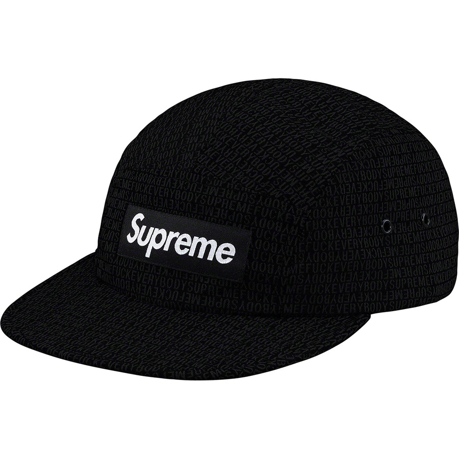 Supreme Fuck Everybody Jacquard Camp Cap (SS19) - Black - $54