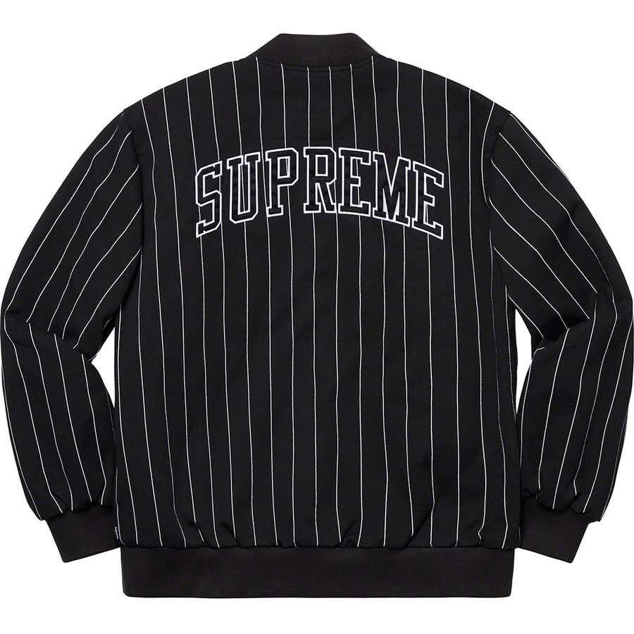 Supreme Pinstripe Varsity Jacket (SS19) - Black - $188