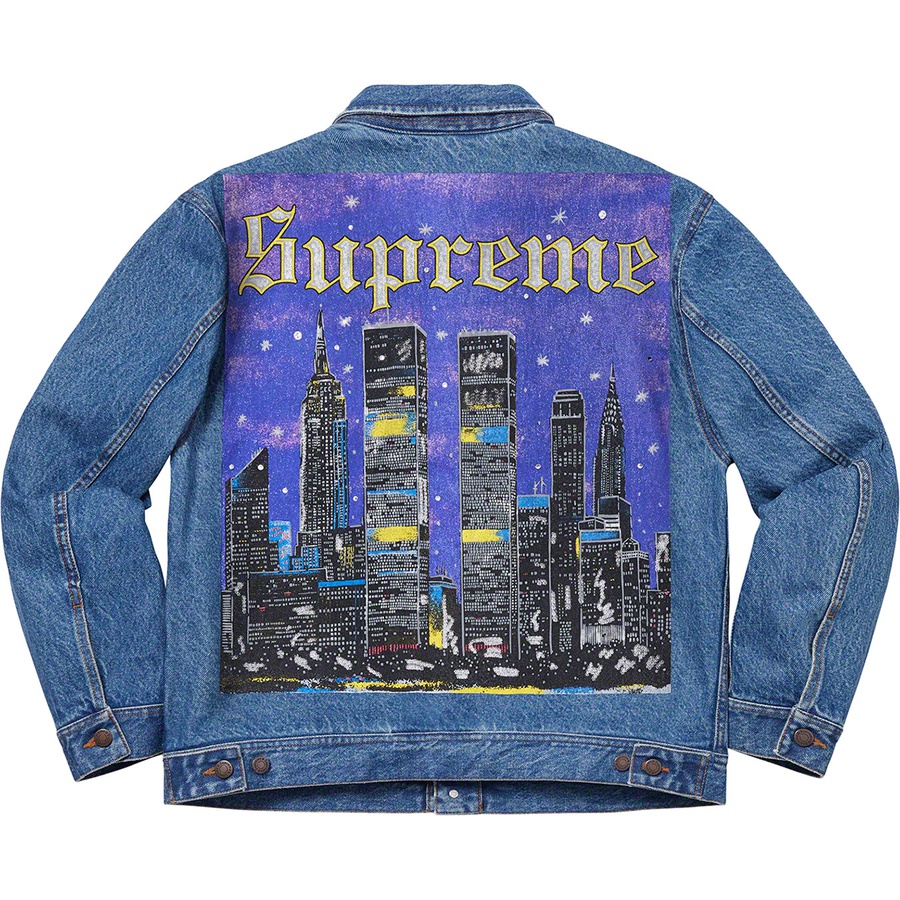 Supreme New York Painted Trucker Jacket (SS19) - Blue - $238