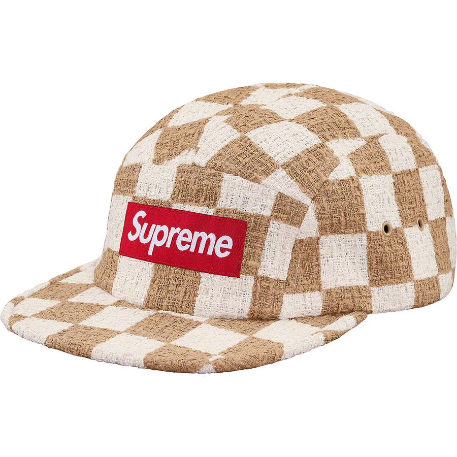 Supreme Checkerboard Bouclé Camp Cap (SS19) - Tan - $54
