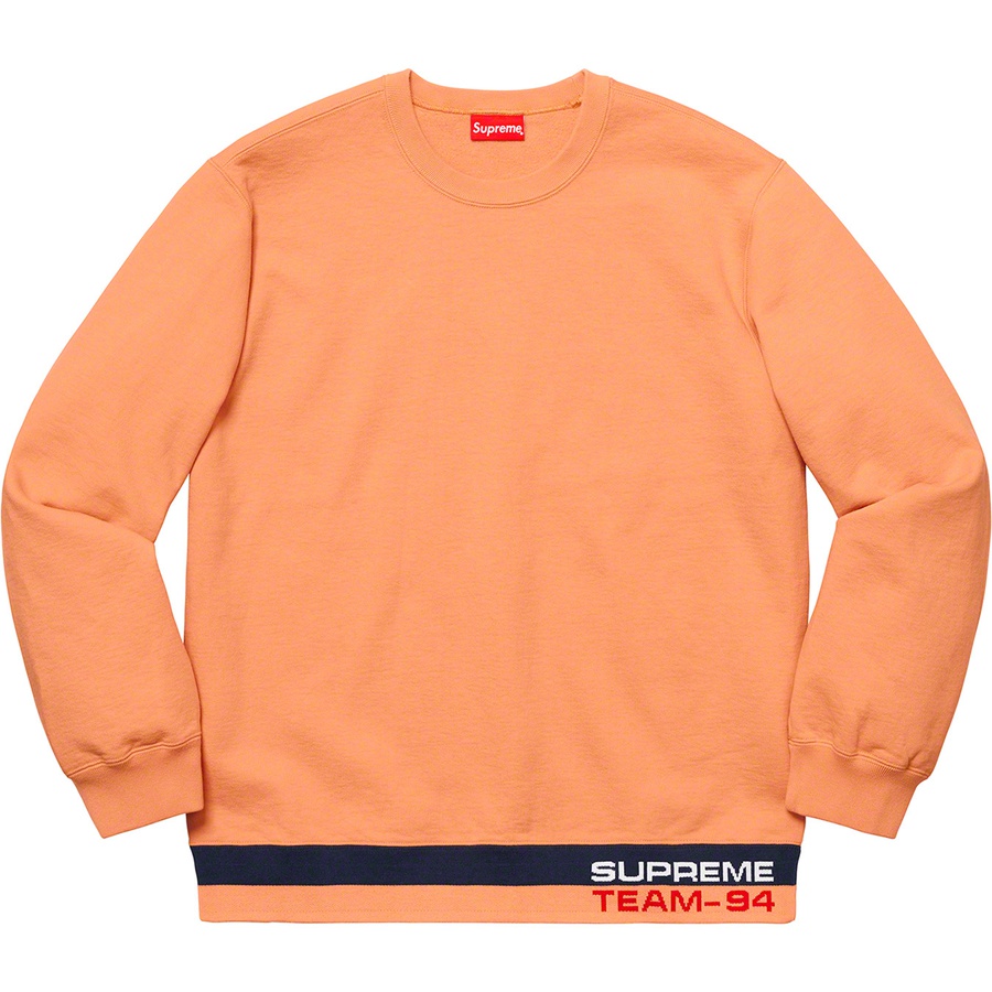 Supreme Rib Stripe Crewneck (SS19) - Pale Orange - $138