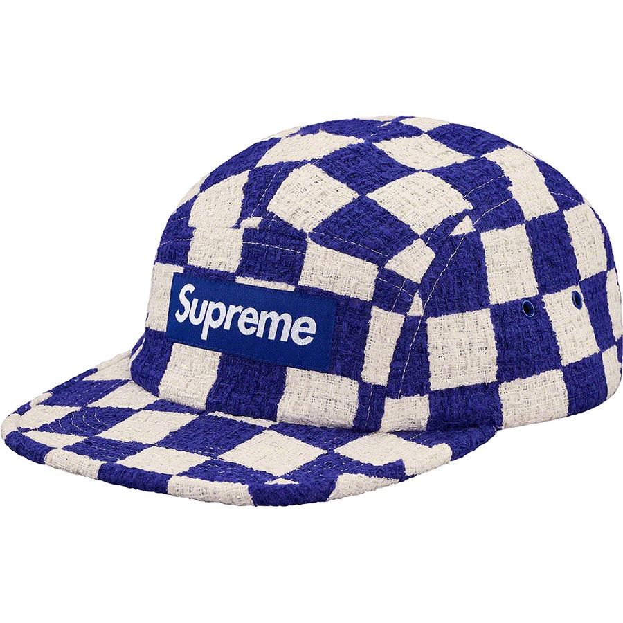 Supreme Checkerboard Bouclé Camp Cap (SS19) - Royal - $54