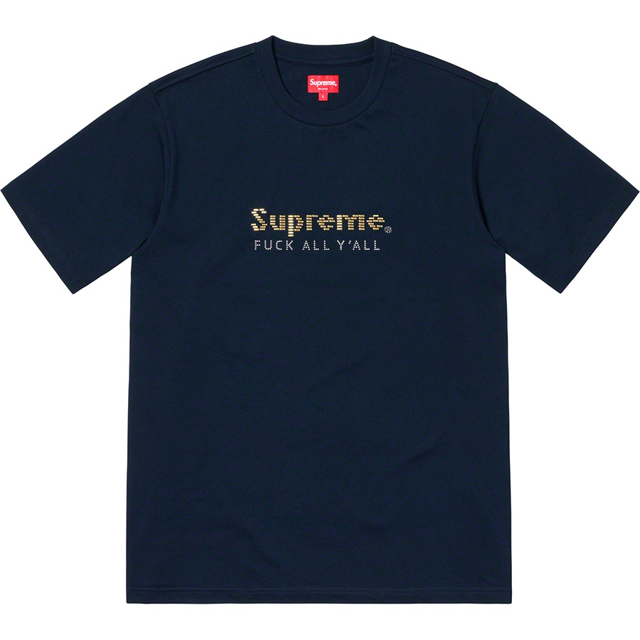 Supreme Gold Bars Tee (SS19) - Navy - $78