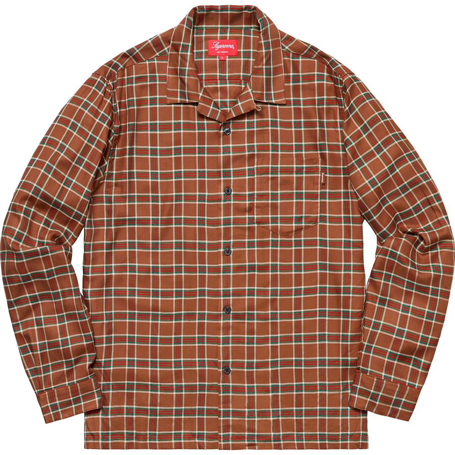 Supreme Plaid Rayon Shirt (SS19) - Brown - $138