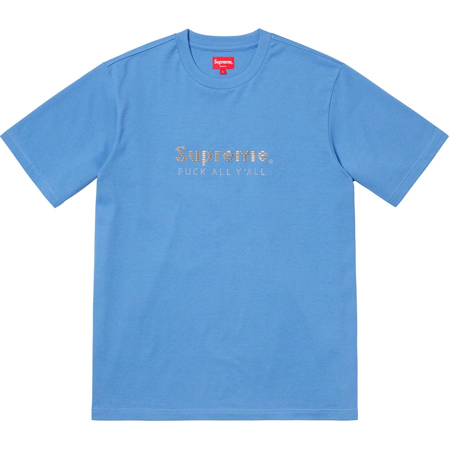 Supreme Gold Bars Tee (SS19) - Columbia Blue - $78