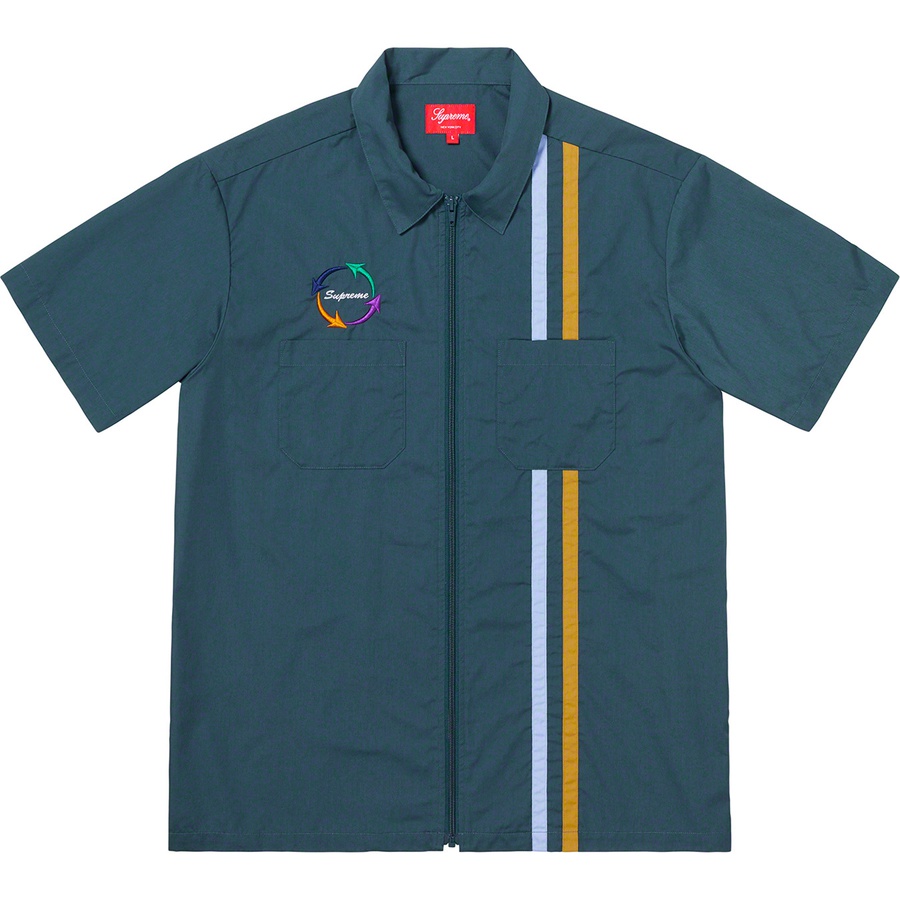 Supreme Zip Up S S Work Shirt (SS19) - Navy - $128