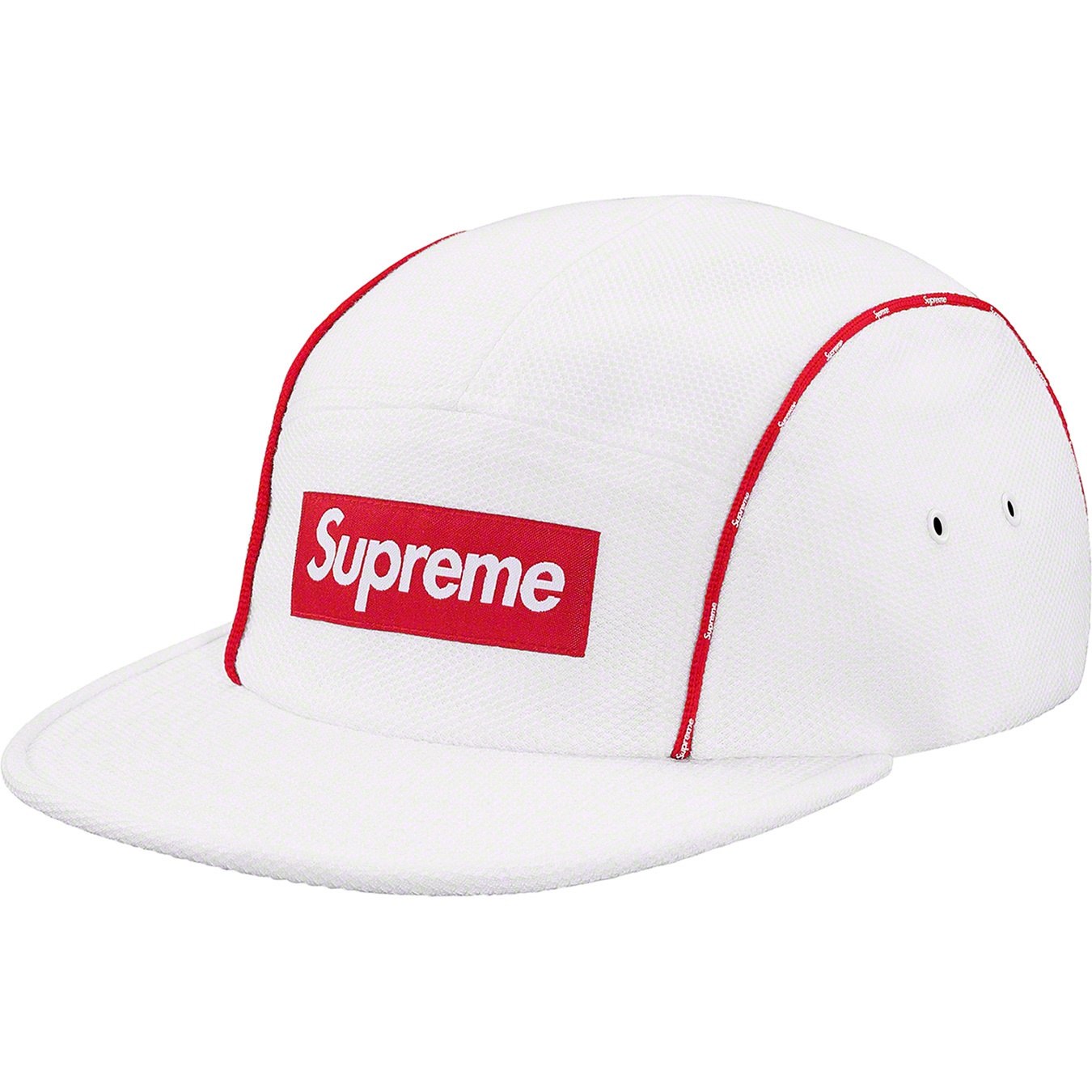 Supreme Pique Piping Camp Cap (SS19) - White - $48