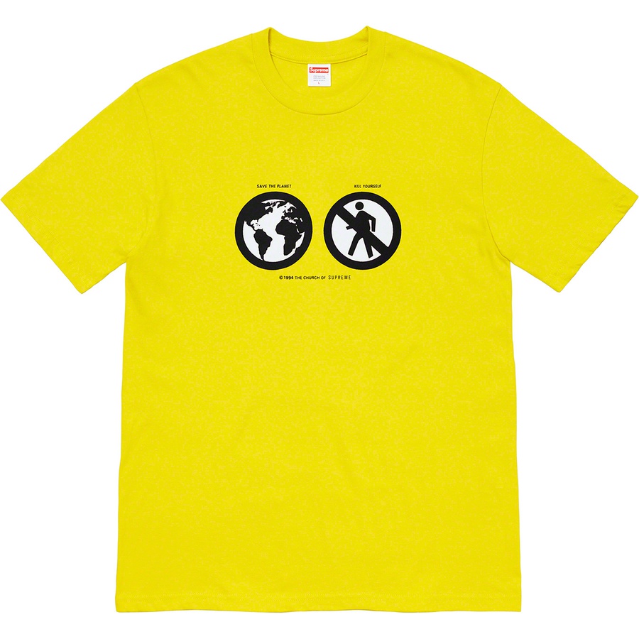 Supreme Save The Planet Tee (FW19) - Sulfur - $38