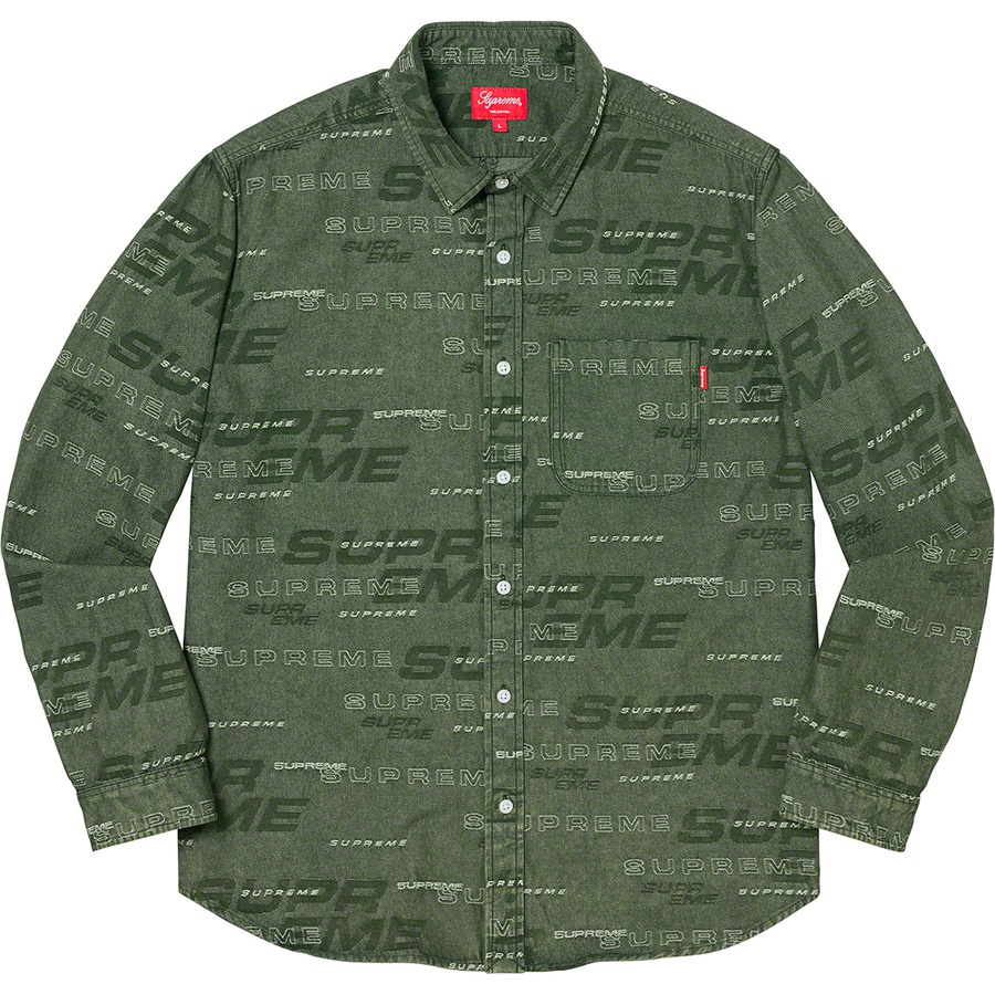 Supreme Dimensions Logo Denim Shirt (FW19) - Green - $138