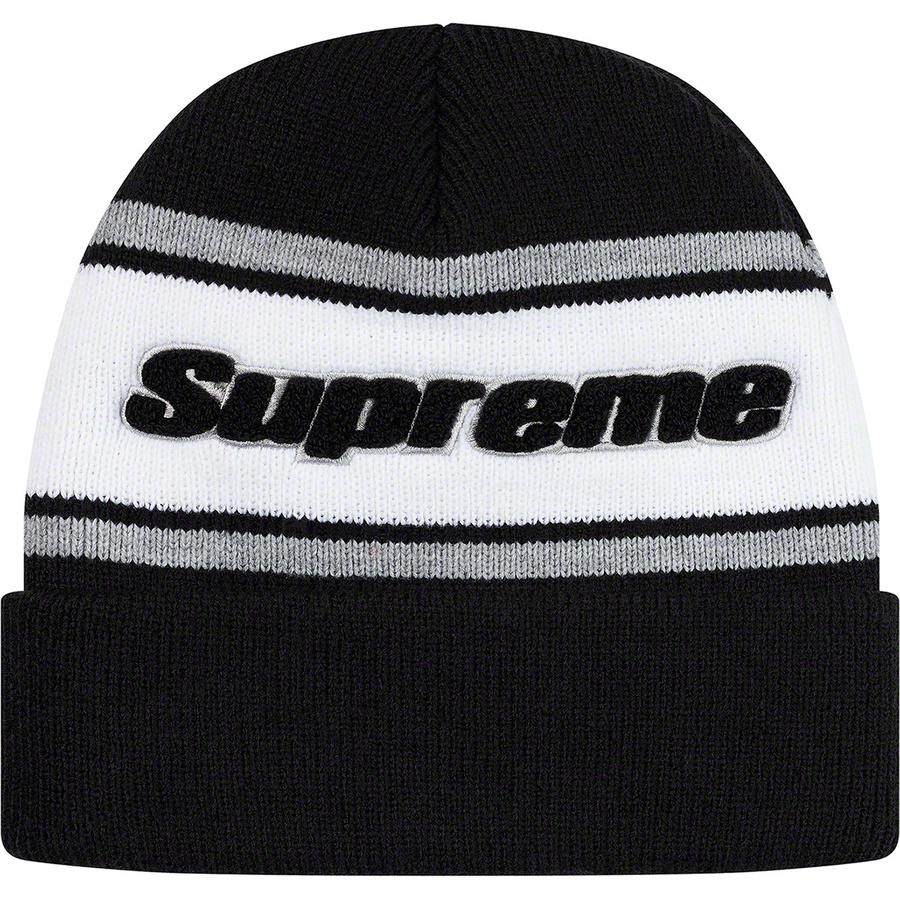 Supreme Chenille Stripe Beanie (FW19) - Black - $36