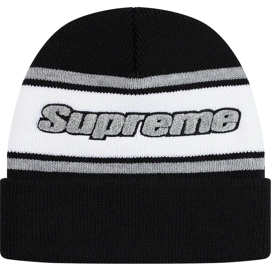 Supreme Chenille Stripe Beanie (FW19) - Black - $36