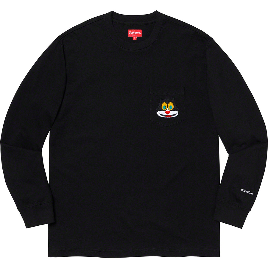 Supreme Cat L S Pocket Tee (FW19) - Black - $78