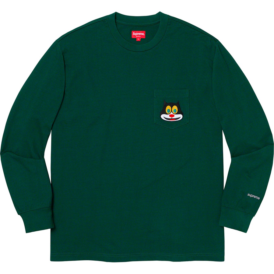 Supreme Cat L S Pocket Tee (FW19) - Dark Green - $78