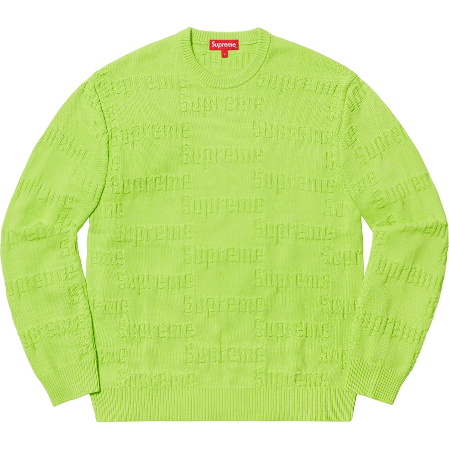 Supreme Raised Logo Sweater (FW19) - Acid Green - $138