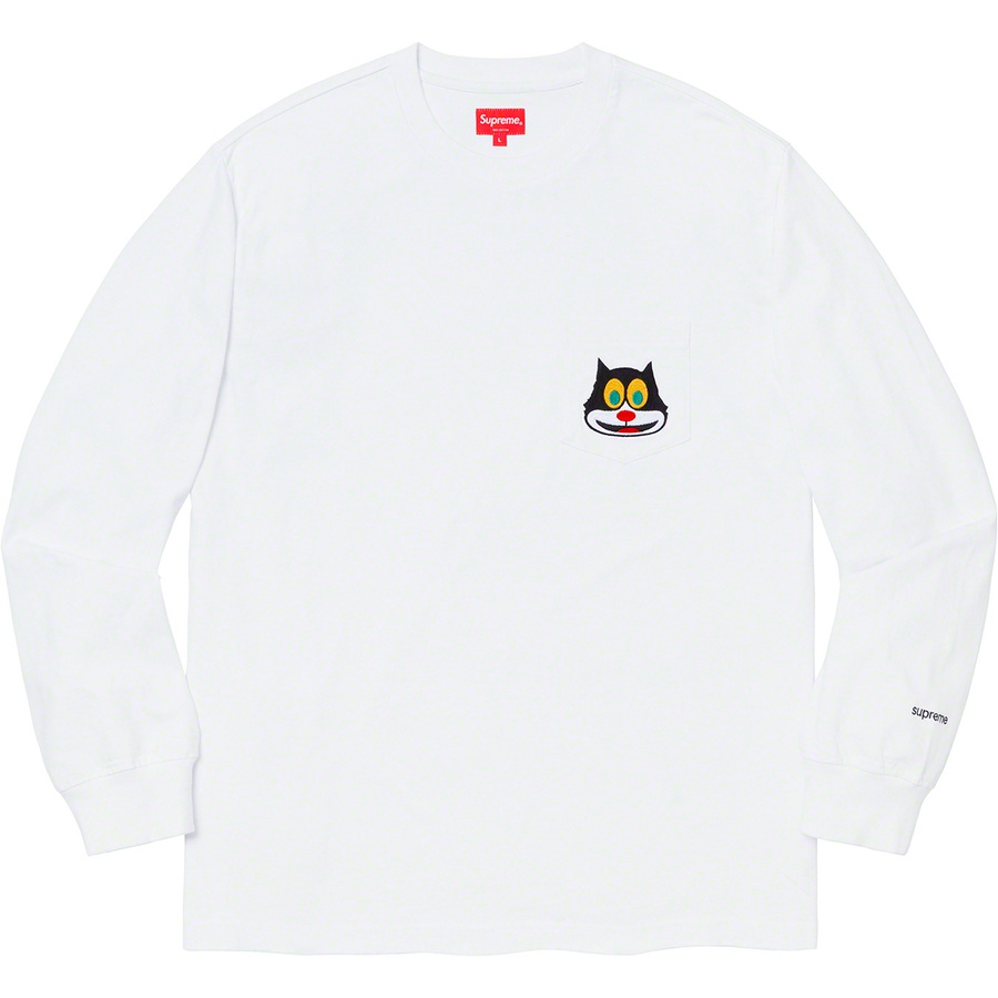 Supreme Cat L S Pocket Tee (FW19) - White - $78