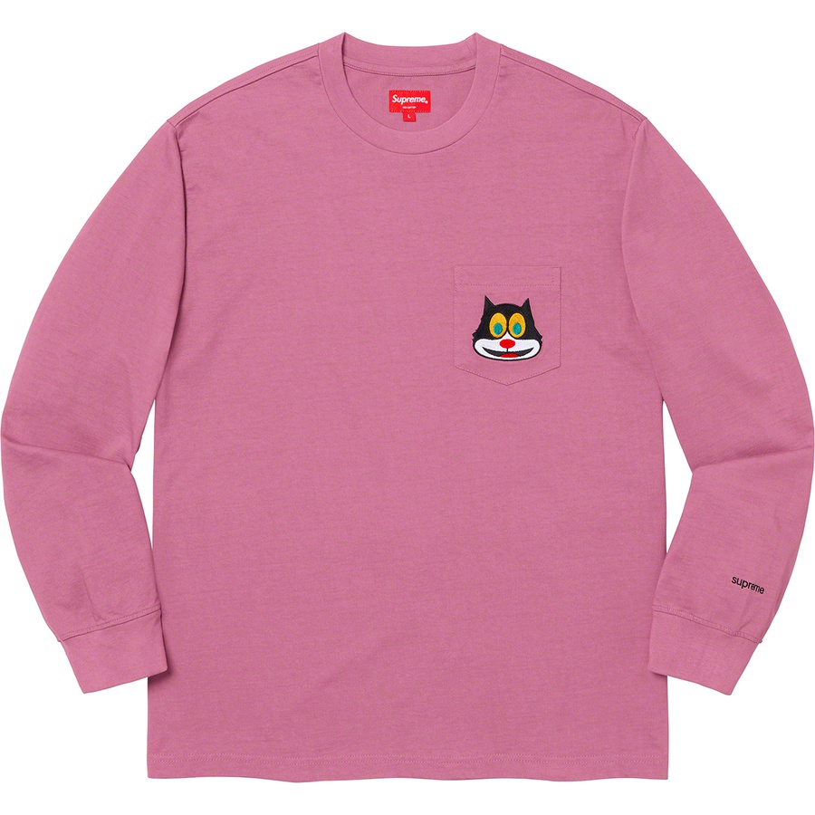 Supreme Cat L S Pocket Tee (FW19) - Mauve - $78