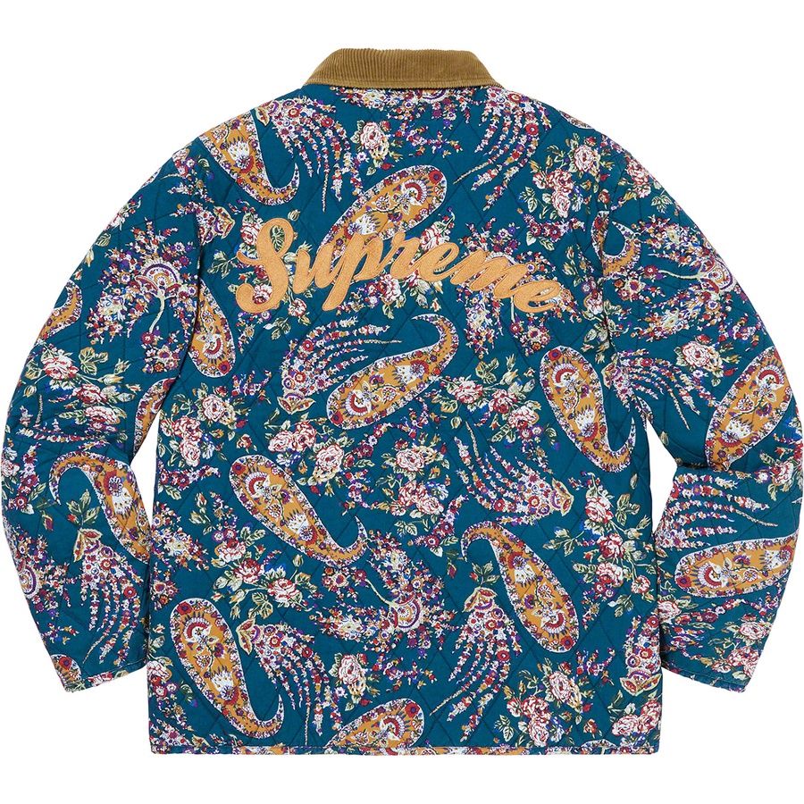 Supreme Quilted Paisley Jacket (FW19) - Navy Paisley - $188