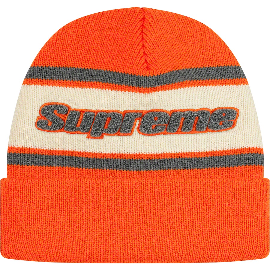 Supreme Chenille Stripe Beanie (FW19) - Orange - $36