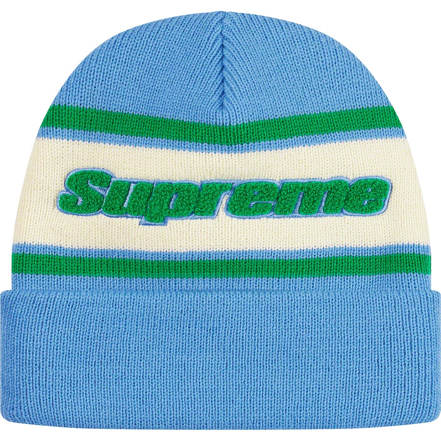 Supreme Chenille Stripe Beanie (FW19) - Light Blue - $36