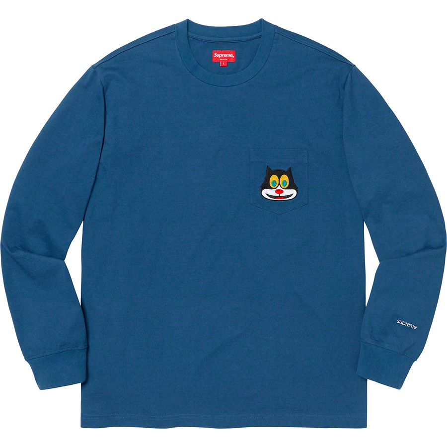 Supreme Cat L S Pocket Tee (FW19) - Navy - $78