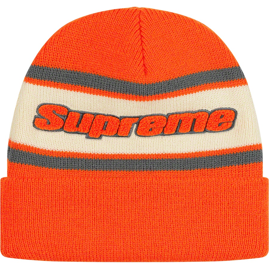 Supreme Chenille Stripe Beanie (FW19) - Orange - $36