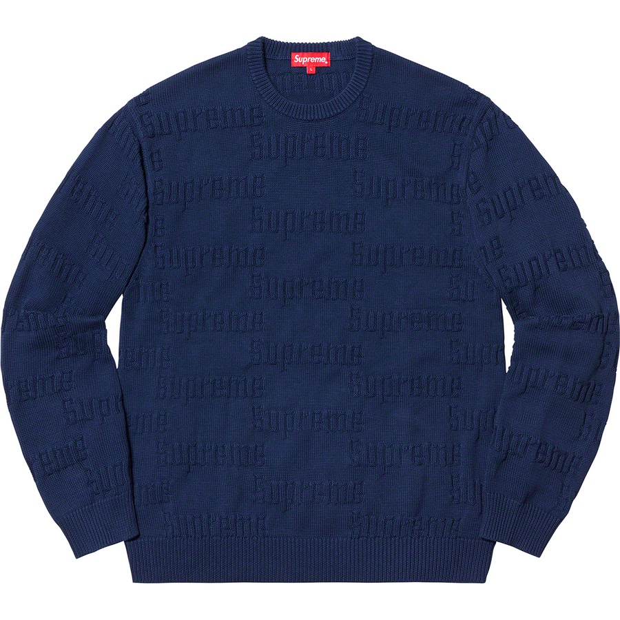 Supreme Raised Logo Sweater (FW19) - Navy - $138
