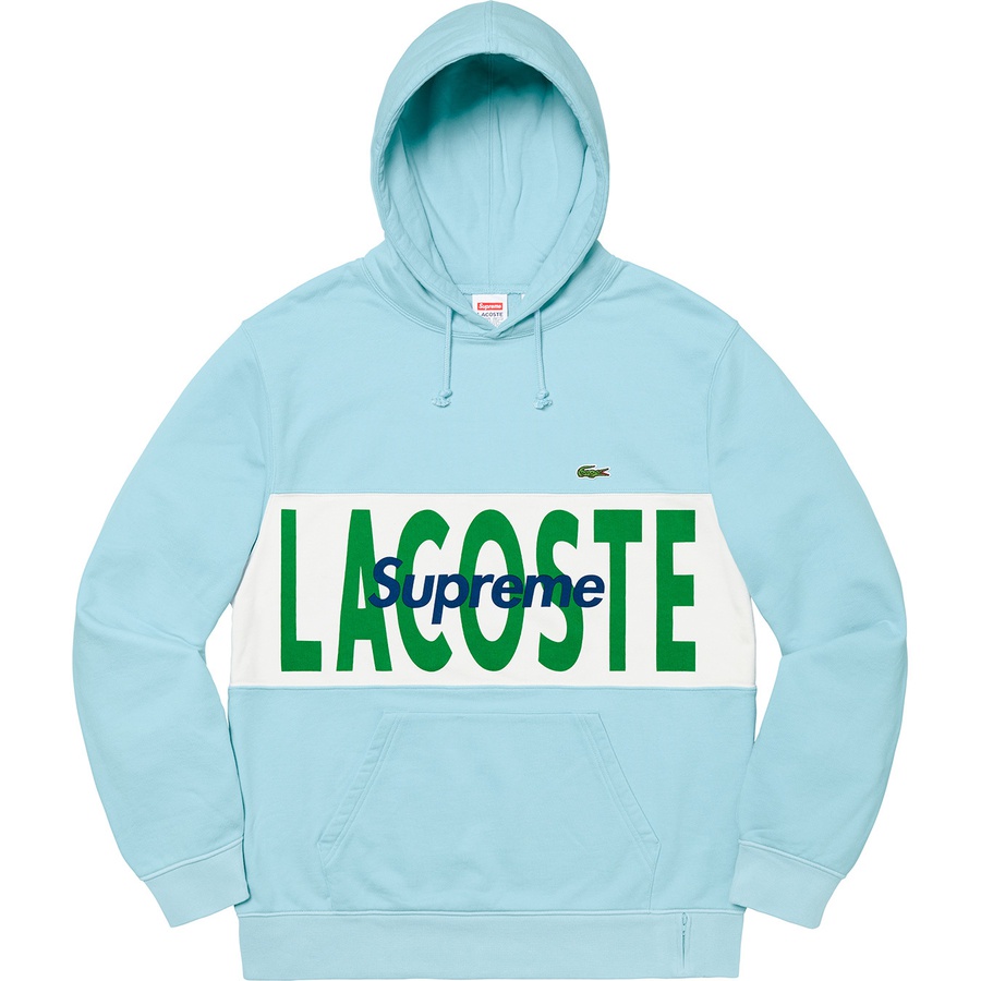 Supreme Supreme LACOSTE Logo Panel Hooded Sweatshirt (FW19) - Light Blue - $158